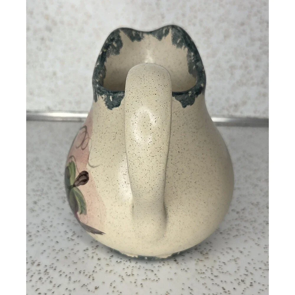 Country Crafts Pottery Spongeware Pear & Grapes Plate Pitcher Soap Dispenser Set